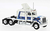 Brekina 85714 - HO 1973 Peterbilt 359 Sleeper-Cab Tractor - Assembled - White, Blue