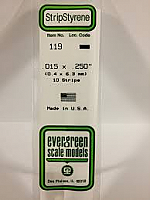 Evergreen Scale Models 119 Opaque White Polystyrene Strips 14in .015x.250 (10pcs pkg)
