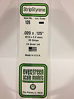 Evergreen Scale Models 126 Opaque White Polystyrene Strips 14in .02x.125 (10pcs pkg)
