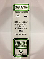 Evergreen Scale Models 129 Opaque White Polystyrene Strips 14in .02x.250 (10pcs pkg) 