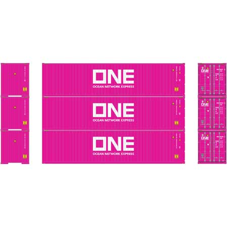 Athearn RTR 27150 HO Scale - 40Ft Hi-Cube Containers - ONE #1 pkg(3)