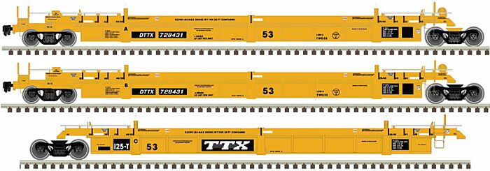 Atlas 20006620 - HO Scale Thrall 53Ft Articulated Well Car Set - TTX #728674 (3pkg)
