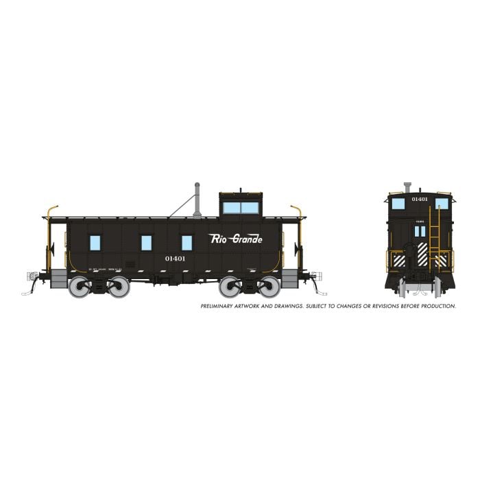 Rapido 225008 - HO D&RGW End Cupola Steel Riveted Caboose: Early Mods / Black Scheme (Black/White...