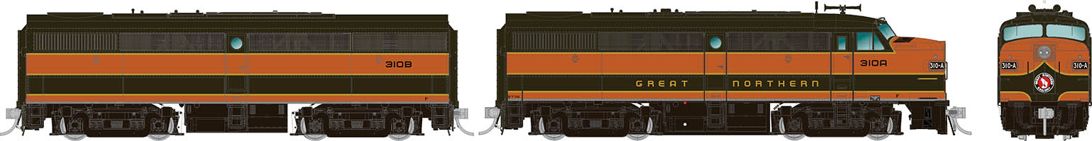 Rapido 37020 - HO Alco FA-1 & FB-1 Set - DCC Ready - Great Northern #442A, 442B