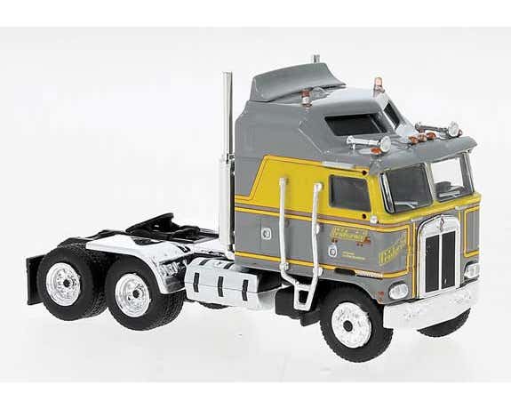 Brekina 985734 HO 1976 Kenworth K100 Aerodyne Sleeper Cab Tractor - Friderici - Grey, Yellow