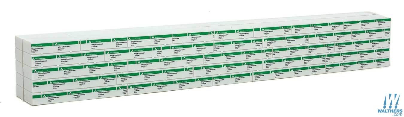 Walthers SceneMaster 3161 HO Scale - Wrapped Lumber Load for 72 FT Centerbeam Flatcar - Weyerhaue...