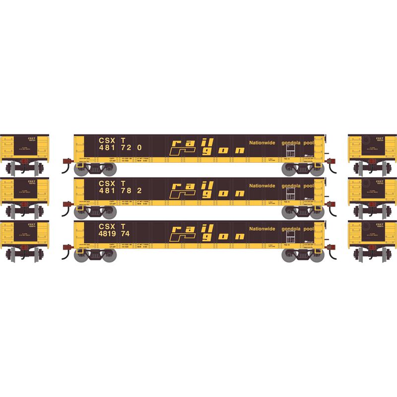 Athearn 1861 - HO 52' Mill Gondola, CSXT #481720/481782/481974 (3)