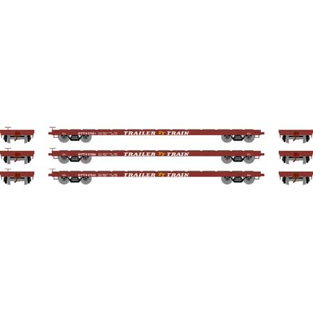 Athearn RTR 97071 - HO 60ft Flat Car - OTTX/Brown Logo (3pk)