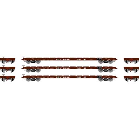 Athearn RTR 97086 - HO 60ft Flat Car - Southern (3pk)
