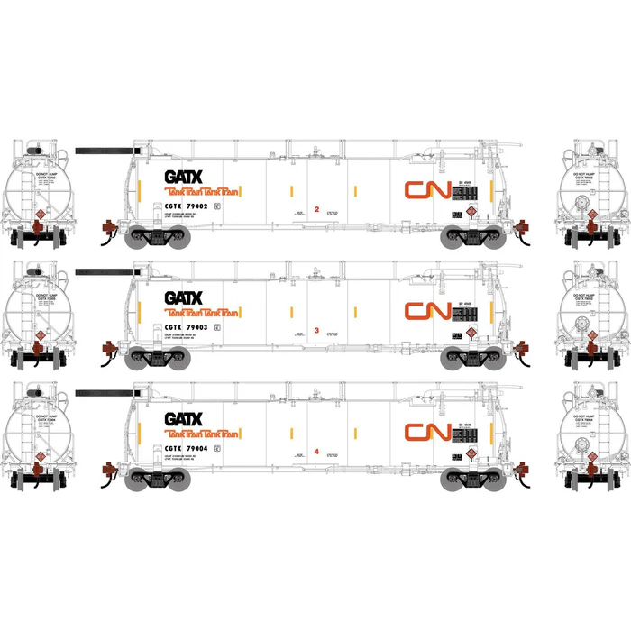 Athearn Genesis ATHG-1322 HO TankTrain Intermediate, CGTX #79008 / #79009 / #79010