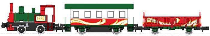 Kato 1225 - N Scale Christmas Train-Only Set - Standard DC - Pocket Line -- 0-4-0T #1225, Powered...
