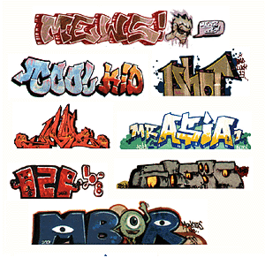 Blair Line 1244 - N Scale Modern Tagger Graffiti Decals - Set #1 (8pcs)