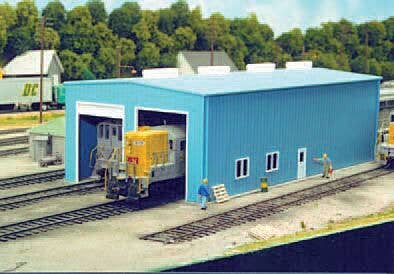 Pikestuff 8 - HO Scale Modern 1- or 2-Stall Engine House -- Kit - 5-1/2 x 11" 14 x 27.9cm