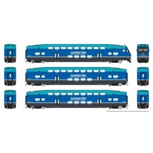 Rapido 1110040 - HO CEM BiLevel Commuter Car: Coaster - Modern: Set #1 (Cab: 421 Coaches: 42103, ...