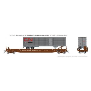 Rapido 1130501 - HO Vancouver Iron Works Piggyback Flatcar: Canadian National: 6-Pack w/ 45' Trai...