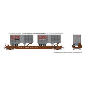 Rapido 1130502 - HO Vancouver Iron Works Piggyback Flatcar: Canadian National: 6-Pack w/ 26' Trai...
