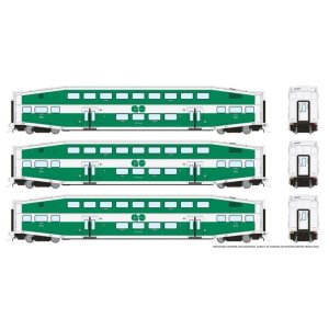Rapido 146038 - HO BiLevel Commuter Car: GO Transit - Late: Set #3 (Coaches: 2740 2763 2779)