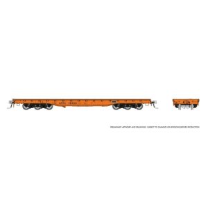Rapido 199006 - HO Magor 54' Flatcar: Amtrak - Orange - 3 Pack