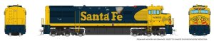 Rapido 55016 - HO GE U30CG w/o SG (DC/Silent): Santa Fe - Yellow Warbonnet Weathered: #8002