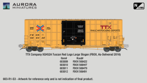 Aurora Miniatures 603012 - N Scale Gunderson 6276cf 50' Plate F Boxcar - FBOX 506491 (TTX Tuscan ...
