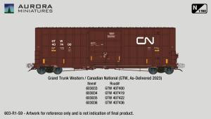 Aurora Miniatures 603036 - N Scale Gunderson 6276cf 50' Plate F Boxcar - GTW 407436