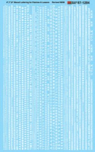 Microscale Decals 87-1284 - HO Scale 4, 7, & 8 inch White Stencil Lettering for Patches & Leasers...