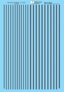 Microscale Decals 91132 - HO Scale Stripes - 4 and 6 inch widths - Black