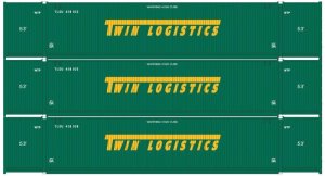 Athearn 26638 - HO Scale 53' CIMC Intermodal Container Twin Logistics 3-Pack