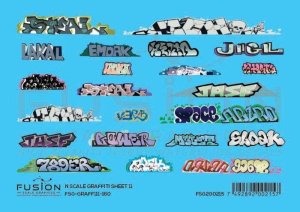Fusion Scale Graphics 200215 - N Scale Graffiti Decal Set -- Set #11