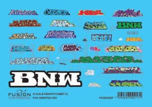 Fusion Scale Graphics 200217 - N Scale Graffiti Decal Set -- Set #13