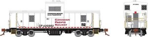 Rapido 110134 - HO Scale CP Angus Shops Caboose - Ready to Run -- Canadian Pacific 424988 (white,...