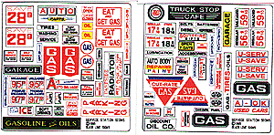 Blair Line 153 - HO Scale Storefront & Advertising Signs -- Service Station/Automotive