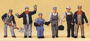 Preiser 10453 - HO United States Railroad Transition-Era Freight Train Crew -- pkg(6)