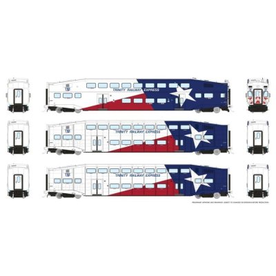 Rapido 1110021 - HO BiLevel Commuter Car: TRE: Set #3 (Cab: 1004 Coaches: 1050, 1056)