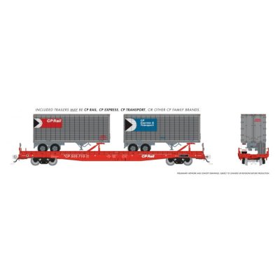 Rapido 1130504 - HO Marine Industries Piggyback Flatcar: CP Rail: 6-Pack w/ 26' Trailers