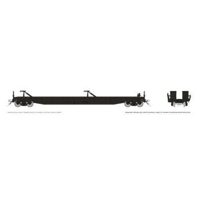 Rapido 1130996 - HO Vancouver Iron Works Piggyback Flatcar: Black, unlettered: Single Car