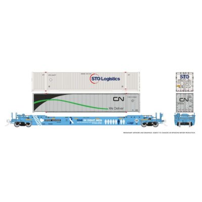 Rapido 1132002 - HO 53' Husky-Stack well car + containers: RPDX "Prostate Cancer Awareness": #654...