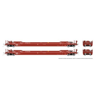 Rapido 1132502-3 - HO 53' Husky-Stack well car 2-Pack: CP: Single 2-Pack #2: #527224 + #527475