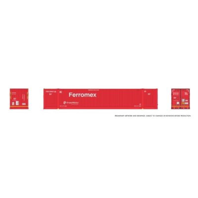 Rapido 1141002 - HO 53' Outside-Braced Container (2-pack): Ferromex - Red