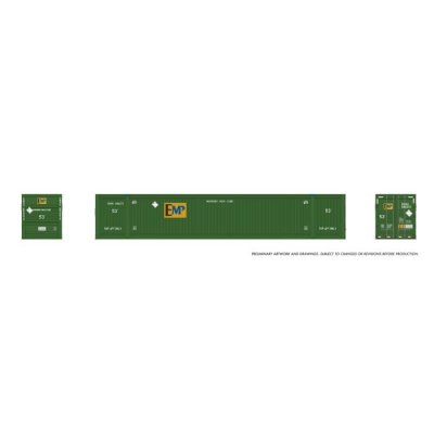 Rapido 1141502 - HO 53' Reinforced Outside-Braced Container (2-pack): EMP - Green