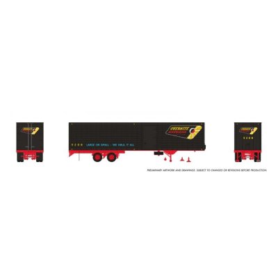 Rapido 1146038 - HO 40’ Fruehauf Fluted Side Volume Van: Overnite - Black: #V236