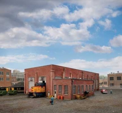 Walthers Cornerstone 2923 - HO Scale 130' 2-Stall Diesel Engine House -- Kit