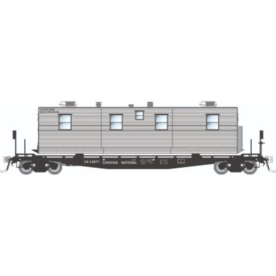 Rapido 138112-6 - HO F30A 50' Flat Car w/Camp Van: CN - MOW: Single Car - #49618
