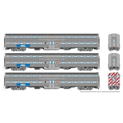 Rapido 145008 - HO Gallery Commuter Car: Metra - BNSF: Set #4 (Cab: 808 Coaches: 750 777)