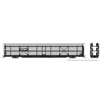 Rapido 1024103 - HO NSC 89' Tri-Level Autorack: CP Rail - Black Panel w/ mesh: 6-Pack