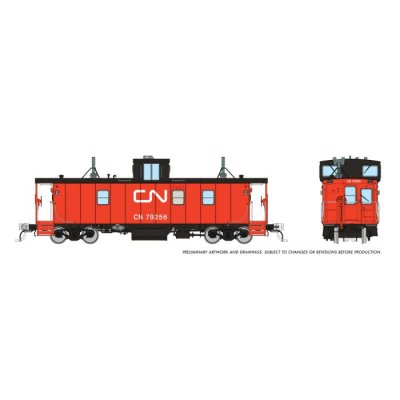 Rapido 166023 - HO HS Caboose: CN - As-delivered Red/Orange Steps: #79256