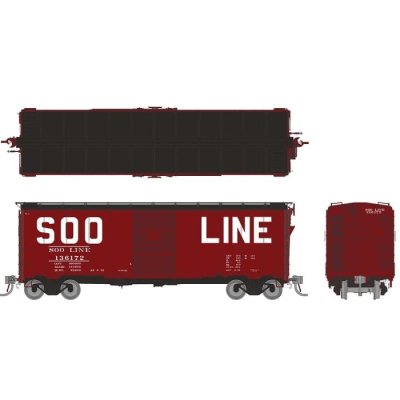 Rapido 180002 - HO 1937 AAR 40' Boxcar - Square corner: Soo Line: 6-Pack