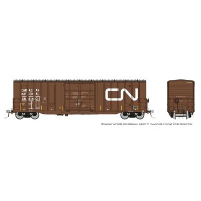 Rapido 1131004 - HO Trenton Works 5277cuft boxcar: CN - Faded w/conspicuity stripes: 6-Pack