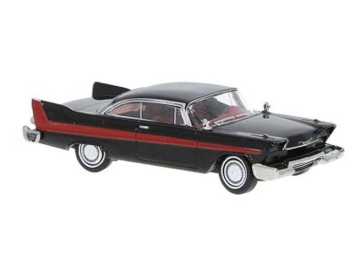 Brekina 19682 - HO 1958 Plymouth Fury - Assembled -- Black, Red