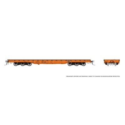 Rapido 199006 - HO Magor 54' Flatcar: Amtrak - Orange - 3 Pack